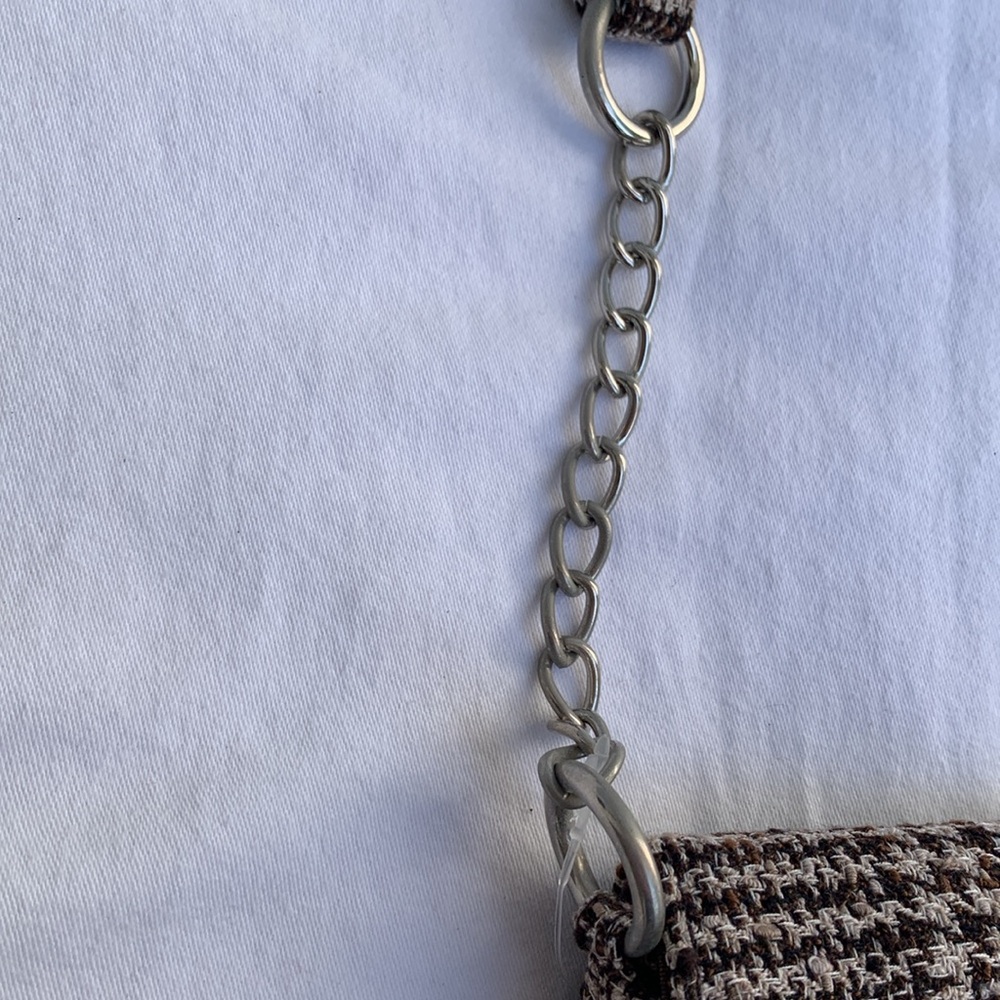 Large brown cream tweed clutch shoulder bag w/ rhinestone detail NWT Lane Bryant - Picture 8 of 14